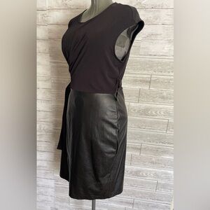 New York & Company Black Dress with Leather Detail